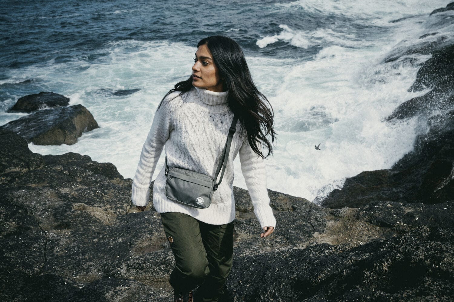 Övik Cable Knit Roller Neck W - Image 12