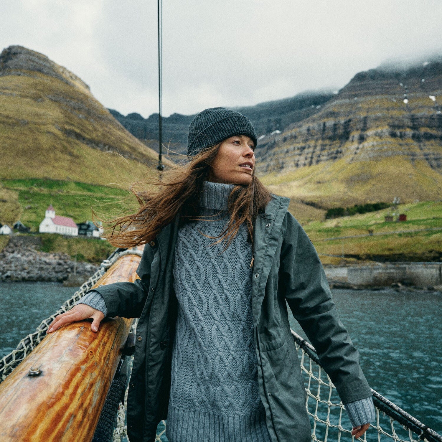 Övik Cable Knit Roller Neck W - Image 15